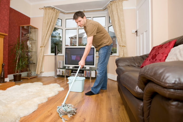 Cleaning the room