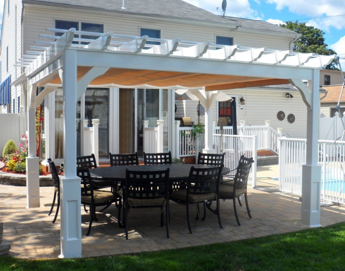 white canopy in the garden