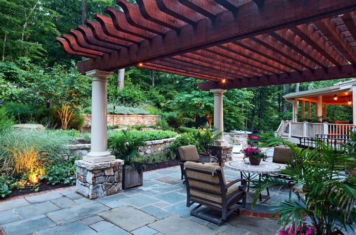 wooden roof of a gazebo