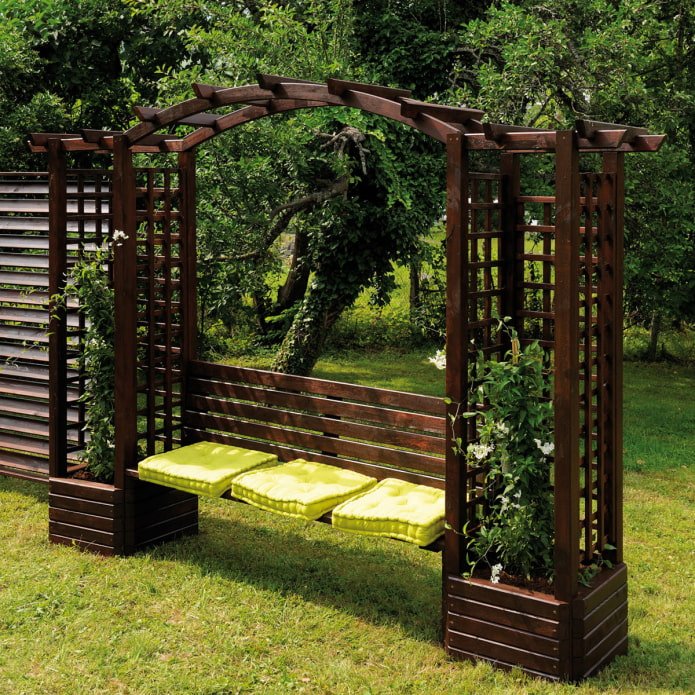 pergola with a bench