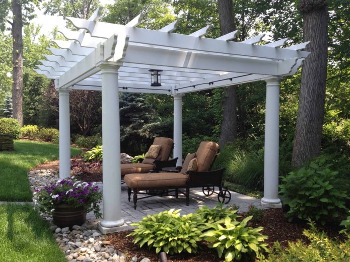 white gazebo in the garden