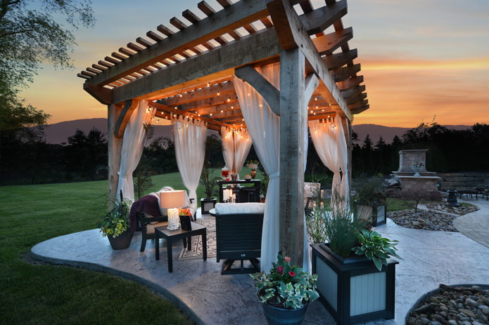 pergola with garlands