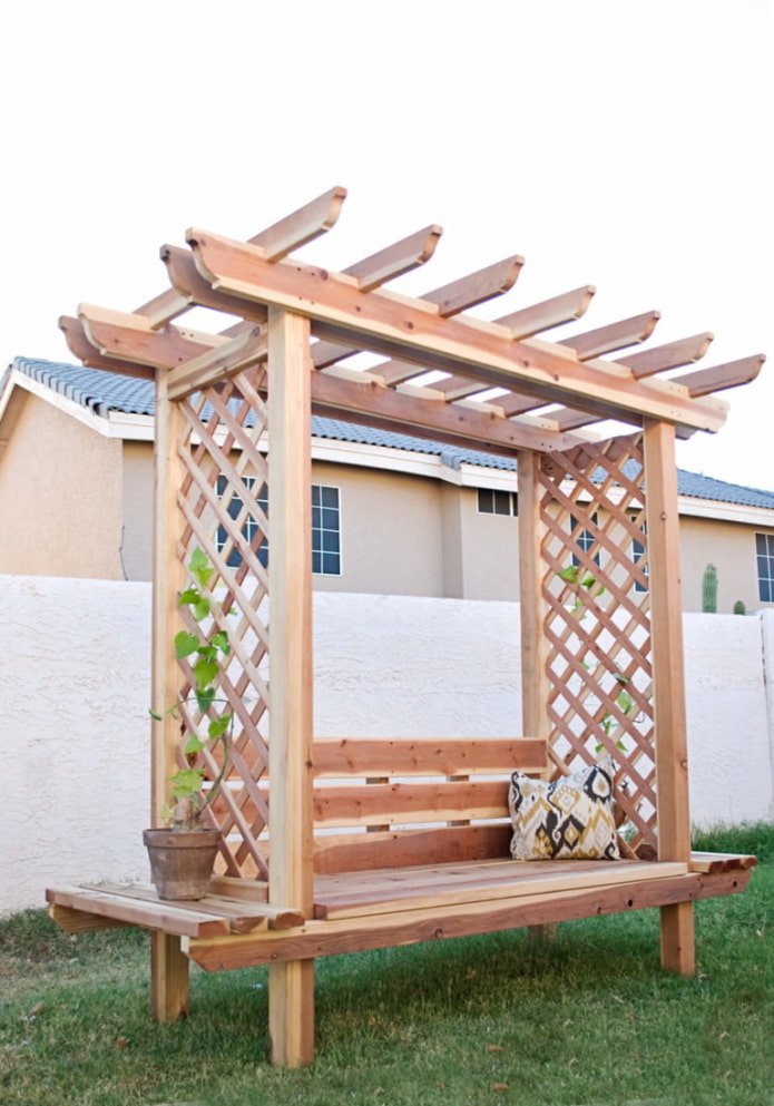 bench with a roof on the plot