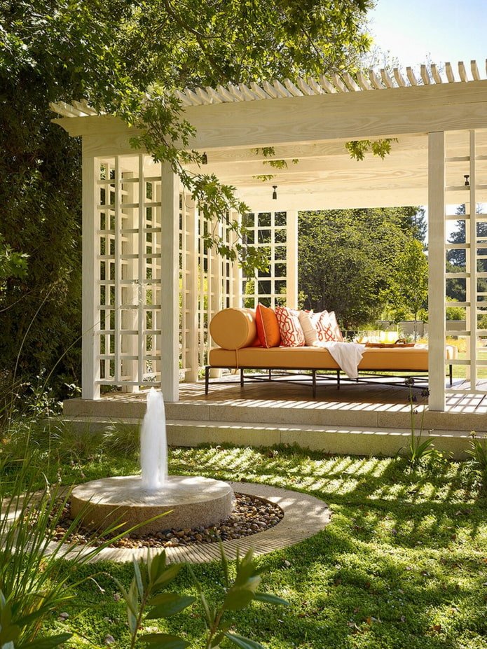 gazebo with a sunbed