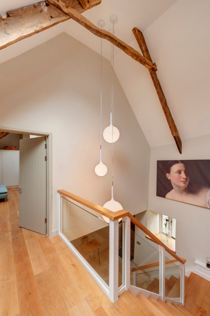 wooden railings with glass