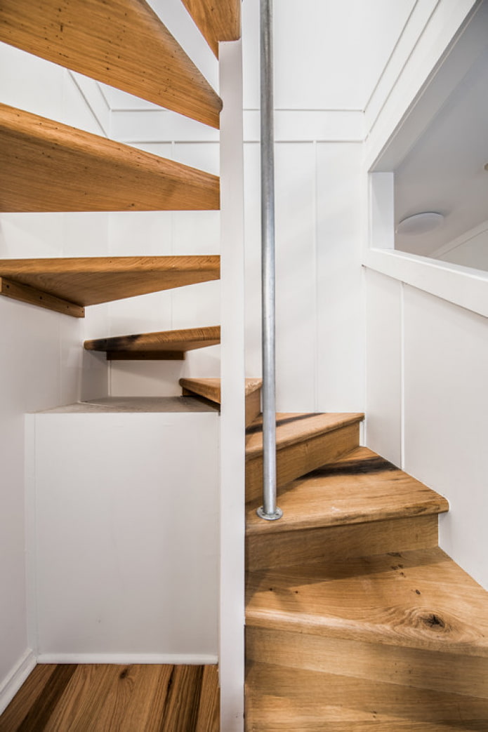spiral staircase with a pole