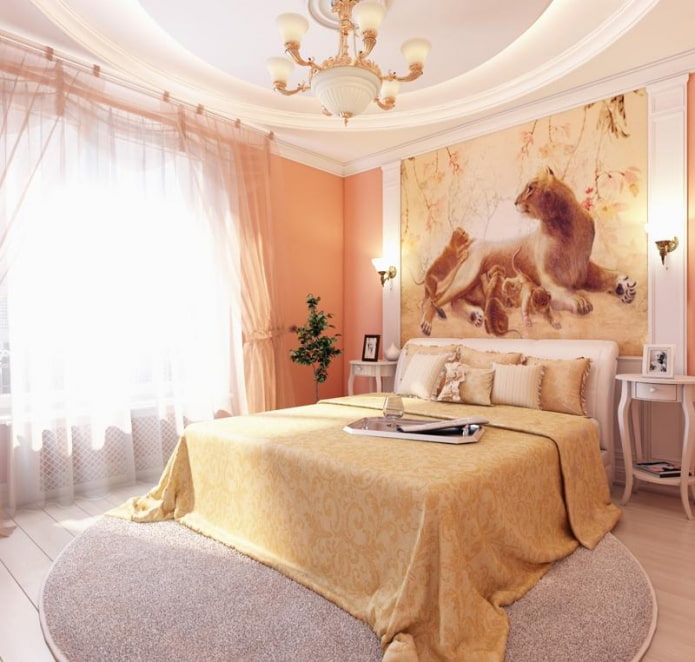 furniture and peach wallpaper