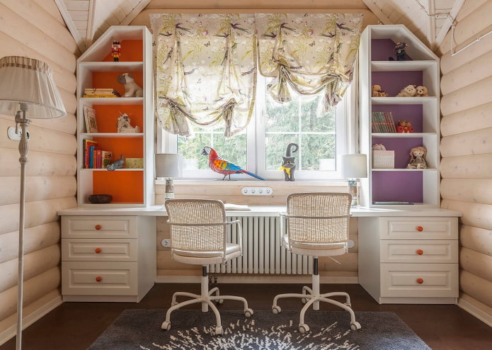 writing desk for two children in the interior