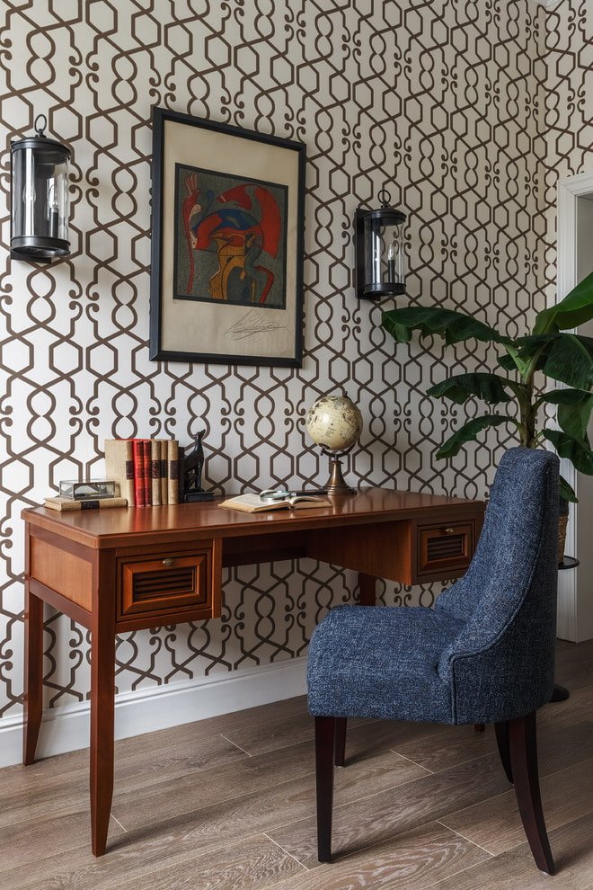 brown writing desk in the interior