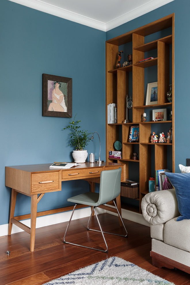 brown writing desk in the interior