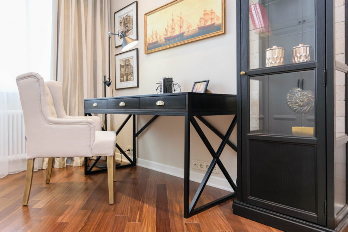 writing desk with drawers in the interior
