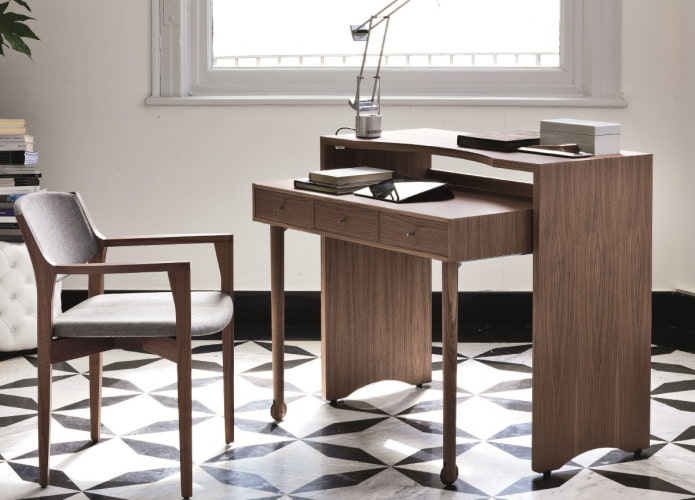 retractable desk in the interior