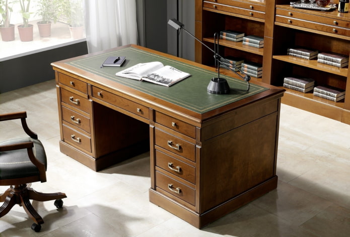 writing desk with cloth in the interior