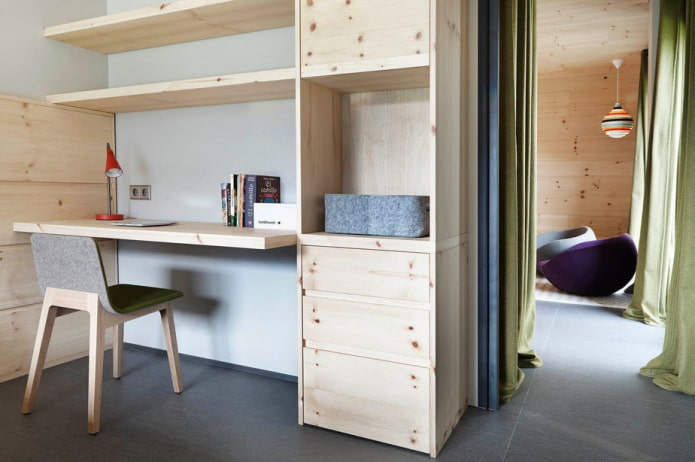 wooden desk in the interior