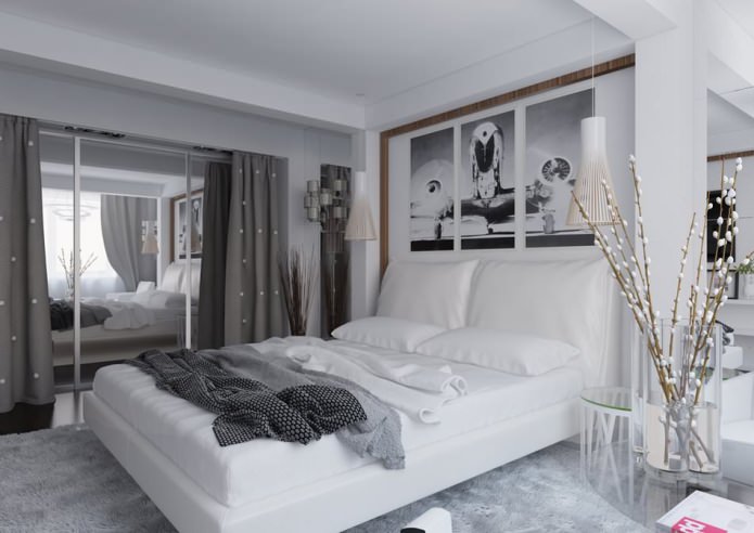 bedroom in the interior of an apartment of 54 sq. m.