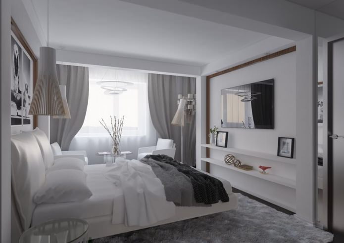 bedroom in the interior of an apartment of 54 sq. m.