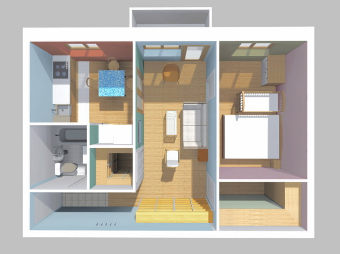 Apartment with a walk-through living room