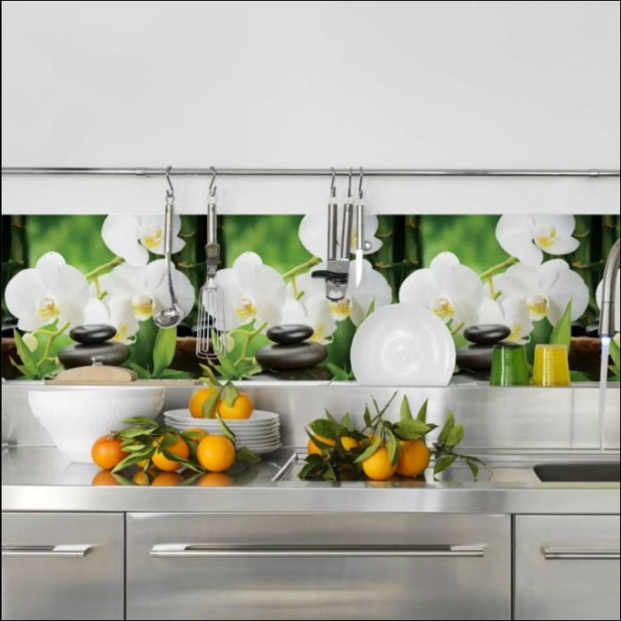 orchids on an apron