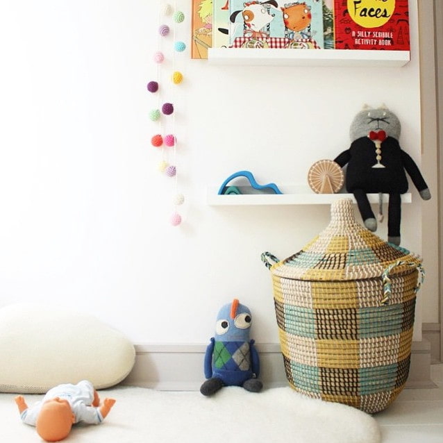 Basket with a lid in a child's room