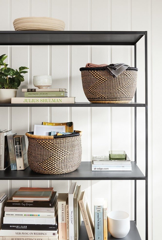 Baskets on a shelving unit