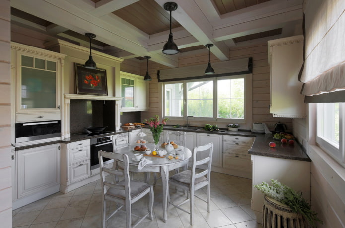 floor tiles in the kitchen interior