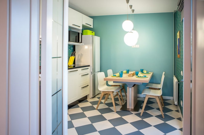 matte floor tiles in the kitchen interior