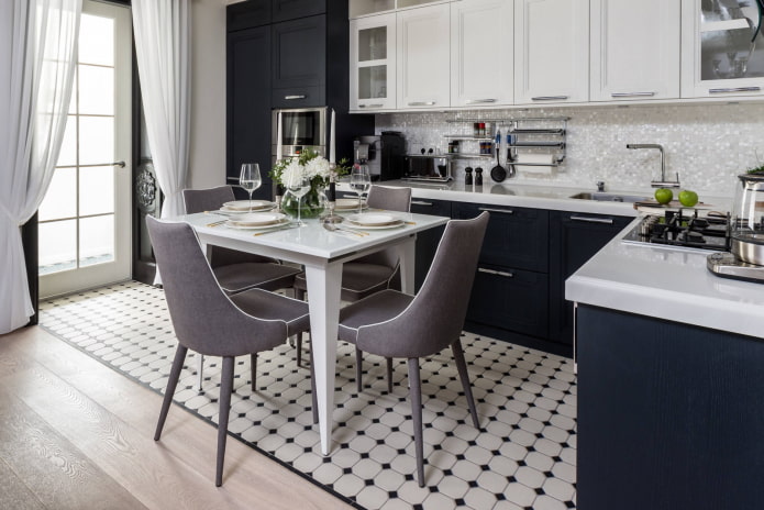 floor mosaic tiles in the kitchen interior