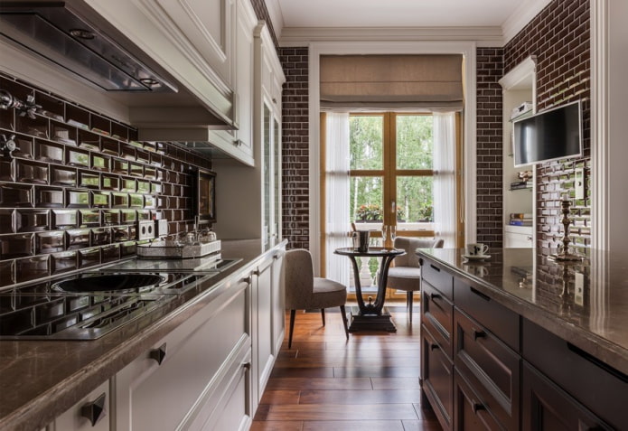 Bevels on brown tiles