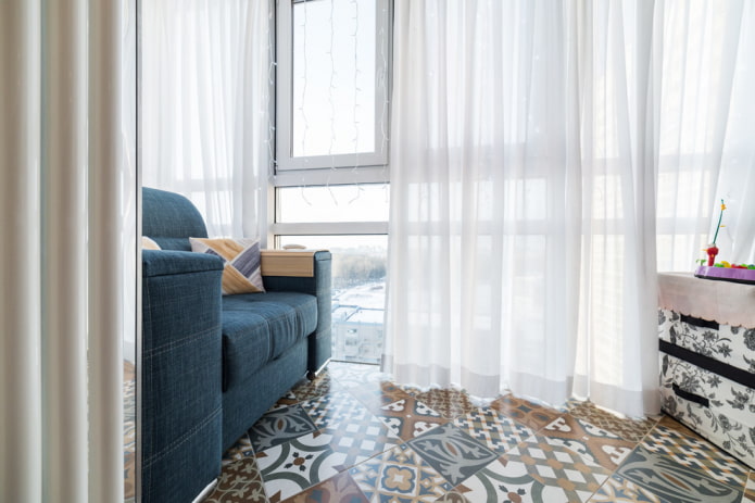 patchwork tiles in the interior of a balcony
