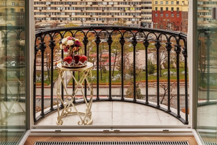 tiles on the floor on a semicircular balcony