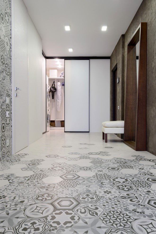 Gray tiles with an ornament