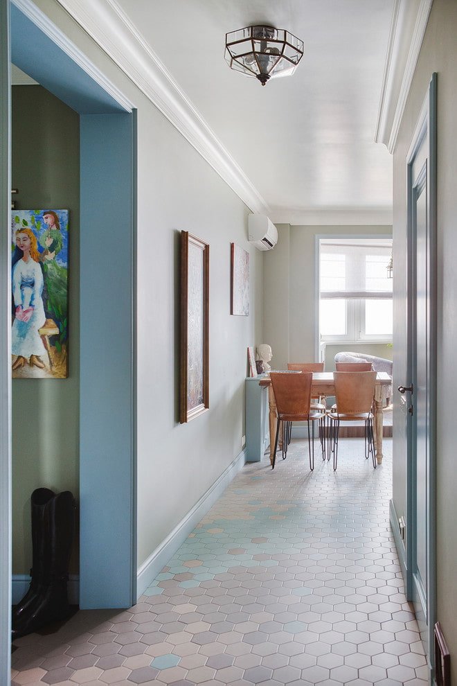 honeycomb tiles in the hallway