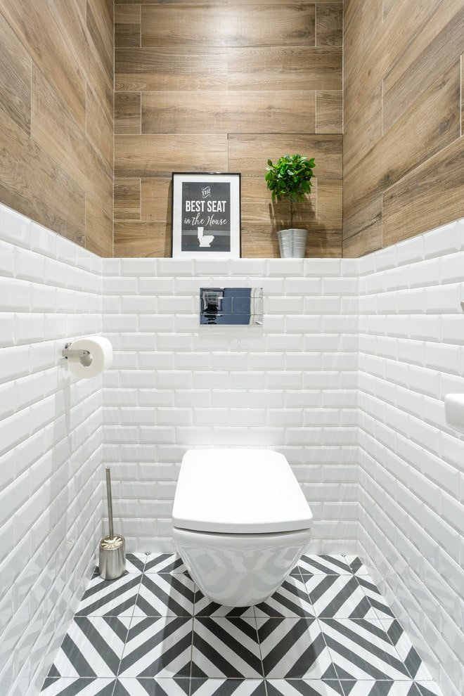 wood tile in the toilet interior