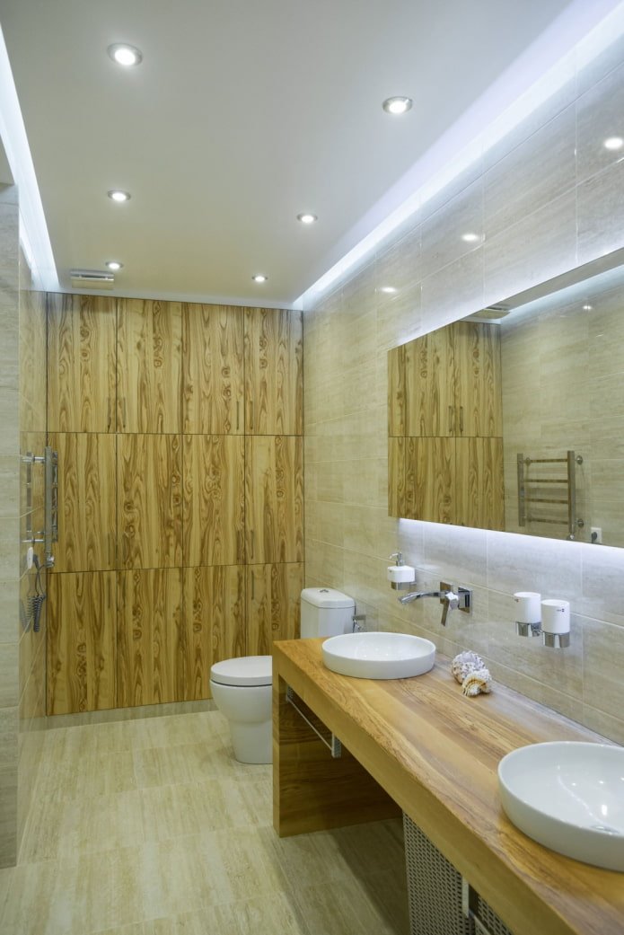 wood tile in the toilet interior