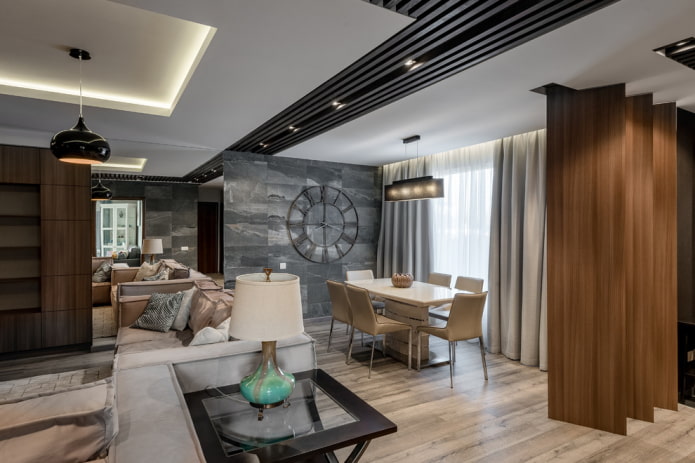Porcelain tiles on the wall