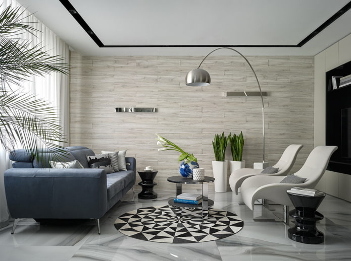 tiles on the floor and wall in the living room