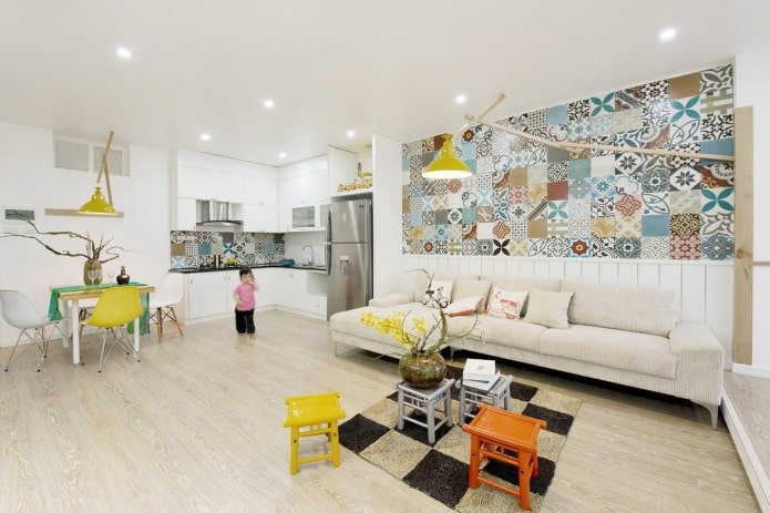 Patchwork tiles in the living room