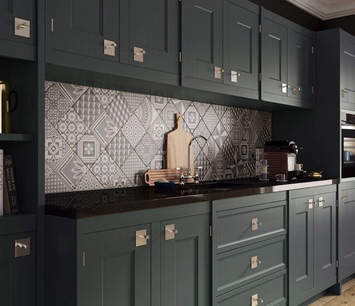 Patchwork tile in the kitchen interior