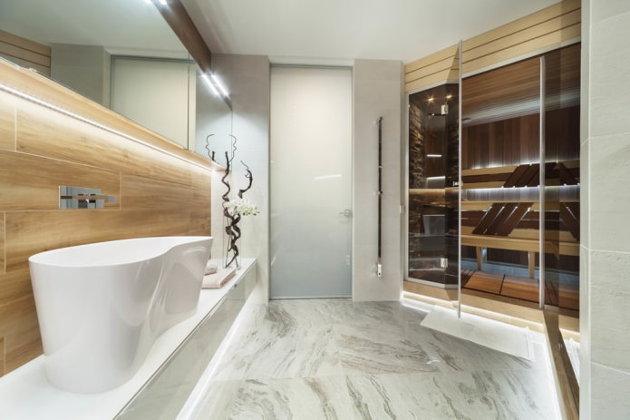 marble tiles in the bathroom interior