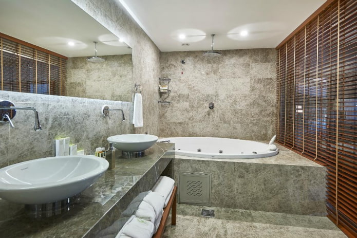 tiles imitating stone in the bathroom interior