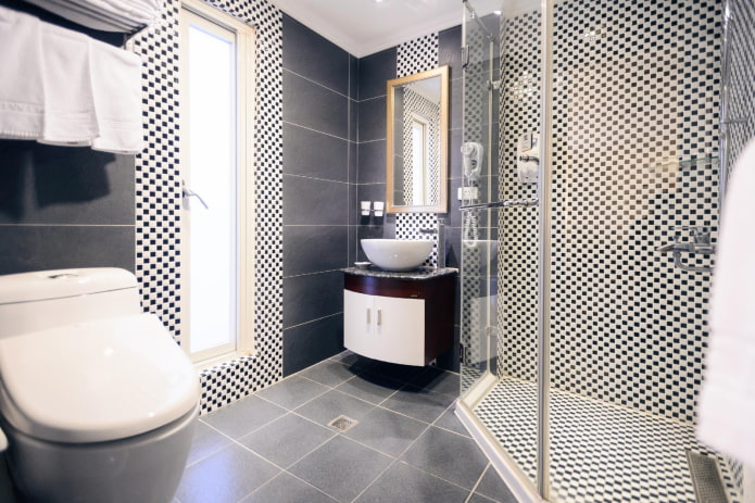 tiled decoration in the bathroom interior
