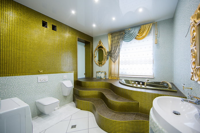 tiled finishing in the bathroom interior