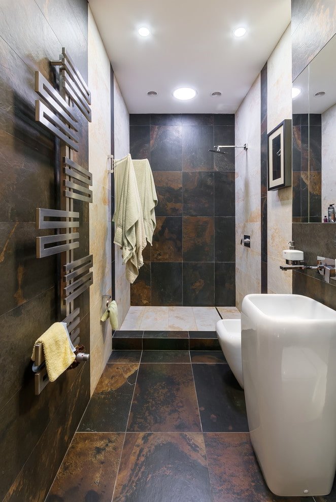 floor with tile finish in the bathroom