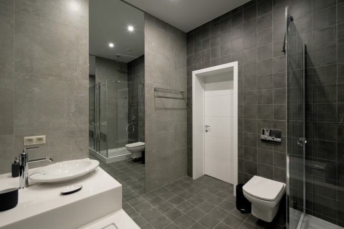 tile under concrete in the interior of the bathroom