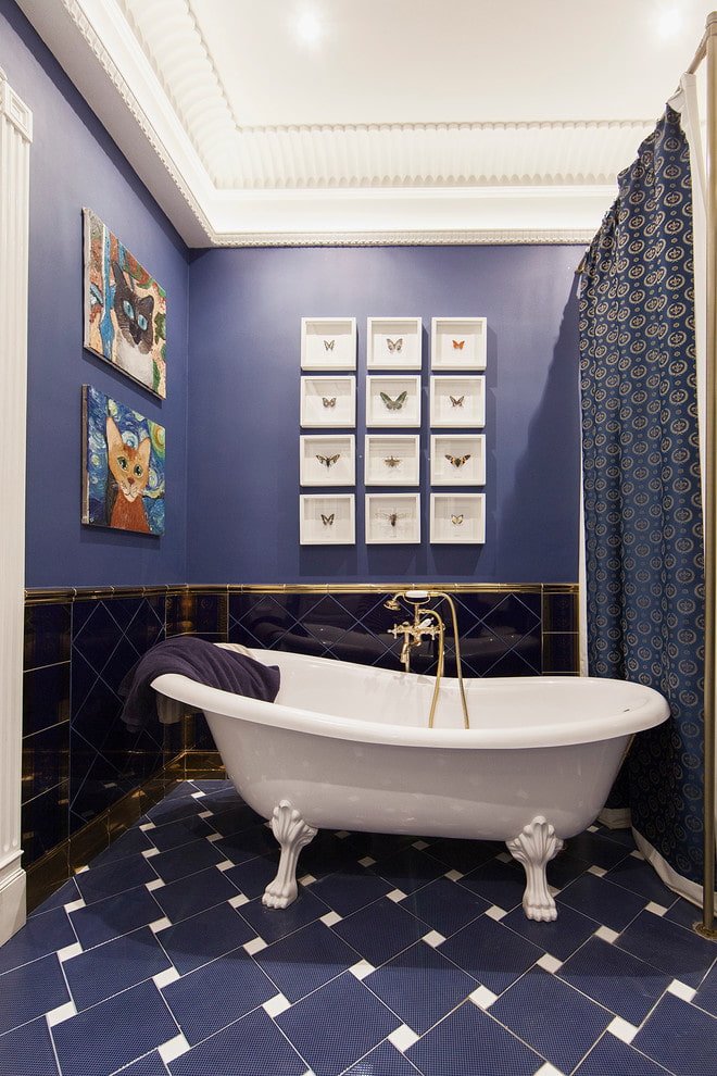 tiles with decor in the bathroom interior