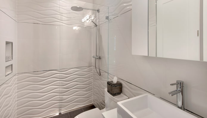3D tiles in the bathroom interior