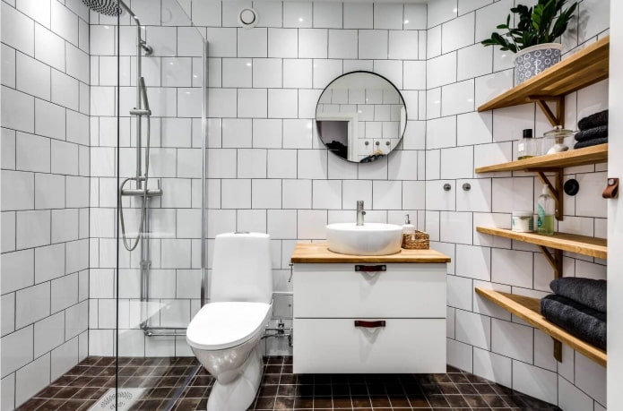 tiles in the bathroom interior in Scandinavian style