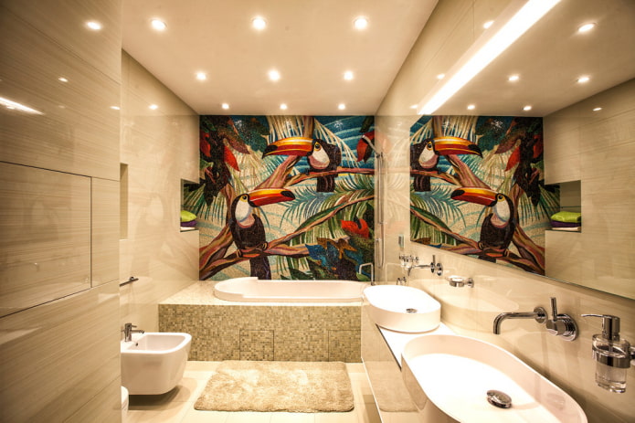 tile panel in the bathroom interior