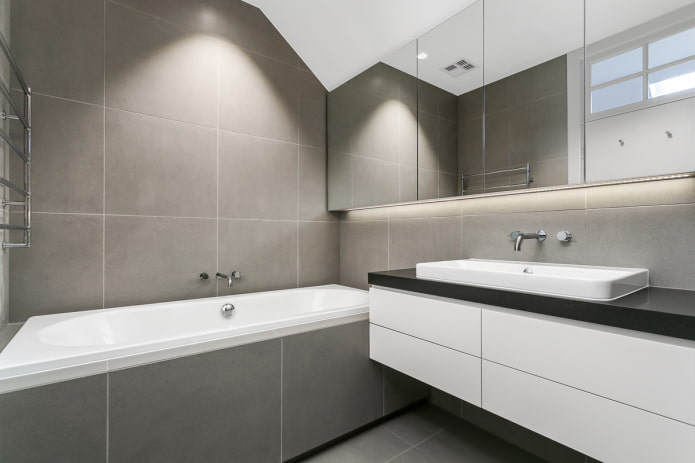 tiles in the interior of a bathroom in the minimalist style