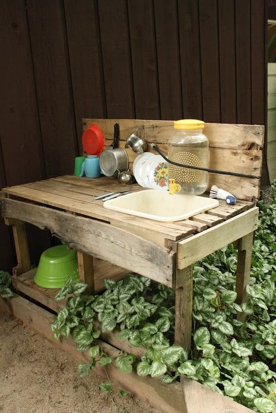 Washstand made of boards